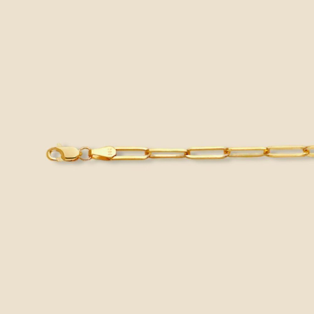 14K Solid Gold 3.0mm Square Paperclip Chain | Elegant Gold Necklace | 24-Inch